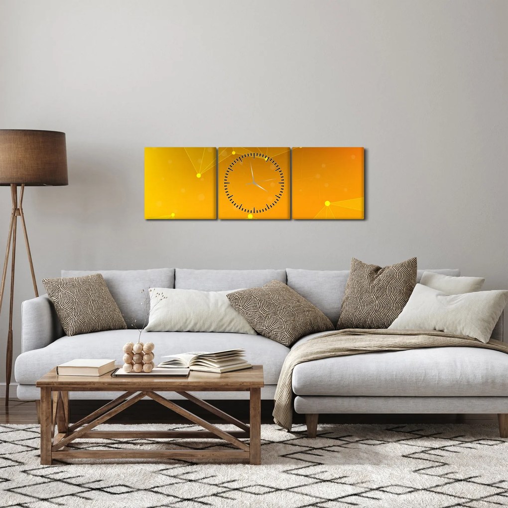 Tabloul abstract galben (cu ceas) (90x30 cm)