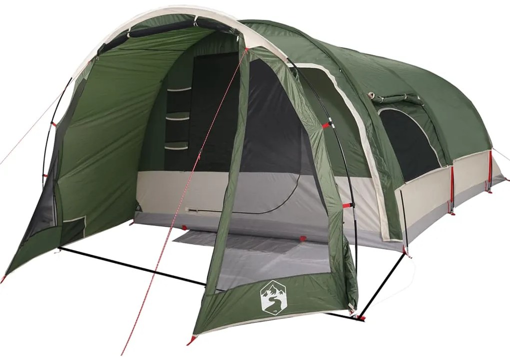 Cort de familie tunel pentru 8 persoane, verde, impermeabil