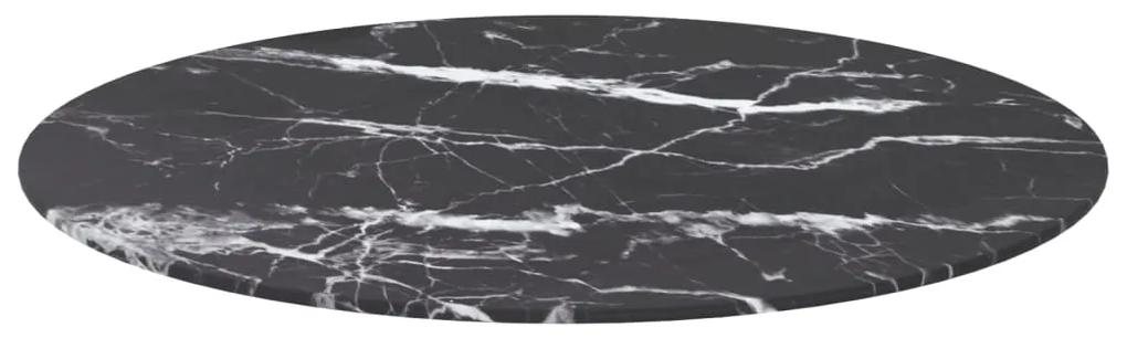 322265 vidaXL Blat masă negru Ø70x0,8 cm, sticlă securizată cu design marmură