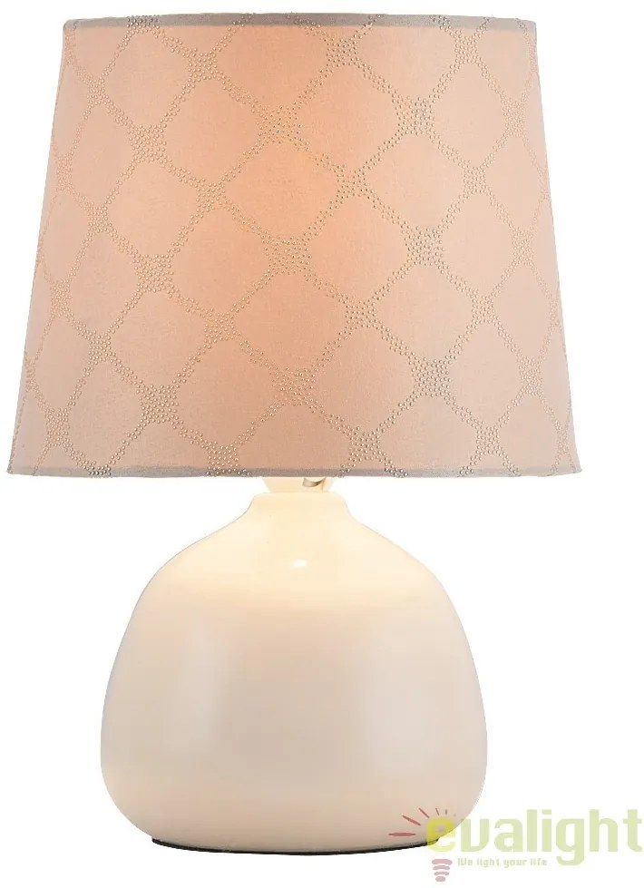 Veioza, lampa de masa, finisaj bej, diametru 18cm, Ellie 4380 RX