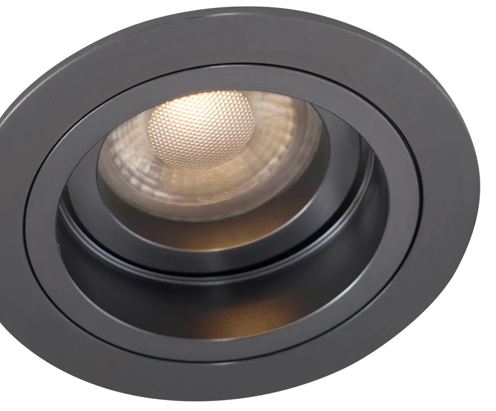 Set de 6 spoturi încastrate moderne Gunmetal GU10 50mm Rotunde Înclinabile - Chuck