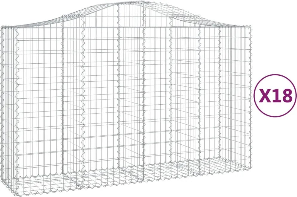 vidaXL Coșuri gabion arcuite 18 buc, 200x50x120/140 cm,fier galvanizat