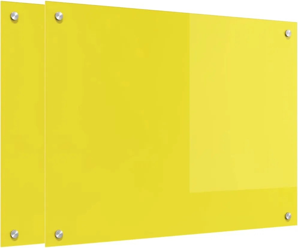 vidaXL Panou de bucătărie 2 pcs Galben 80 x 60 cm sticlă securizată