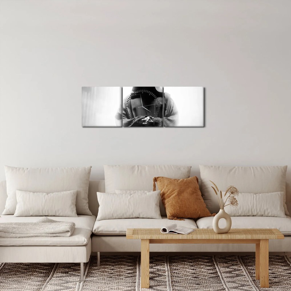 Tablou - Un călugăr într-o mănăstire (cu ceas) (90x30 cm)