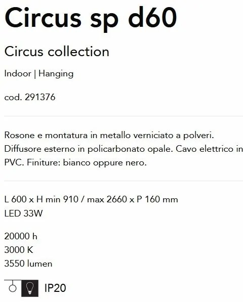Lustra / Pendul LED suspendata design modern circular Circus sp d60 neagra