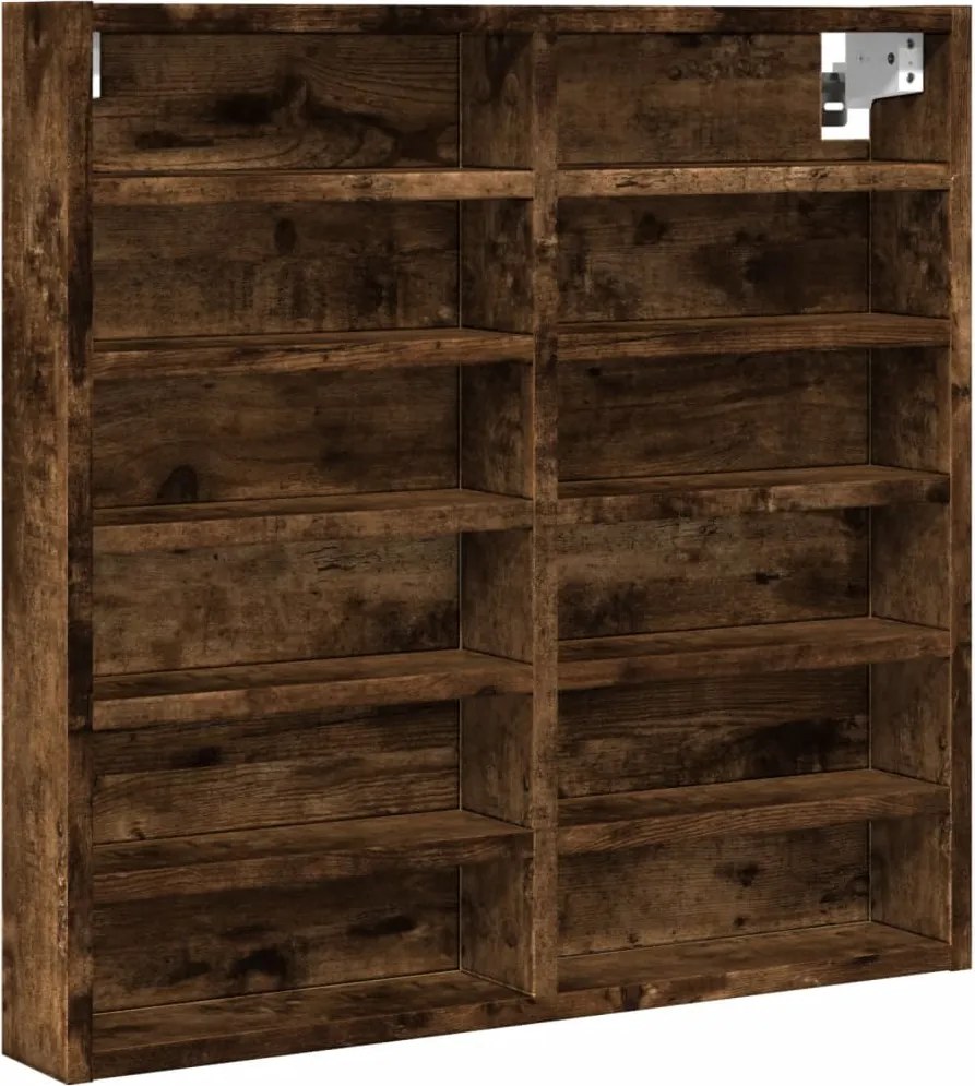 vidaXL Dulap cu vitrină, stejar fumuriu, 60x8,5x58 cm, lemn prelucrat