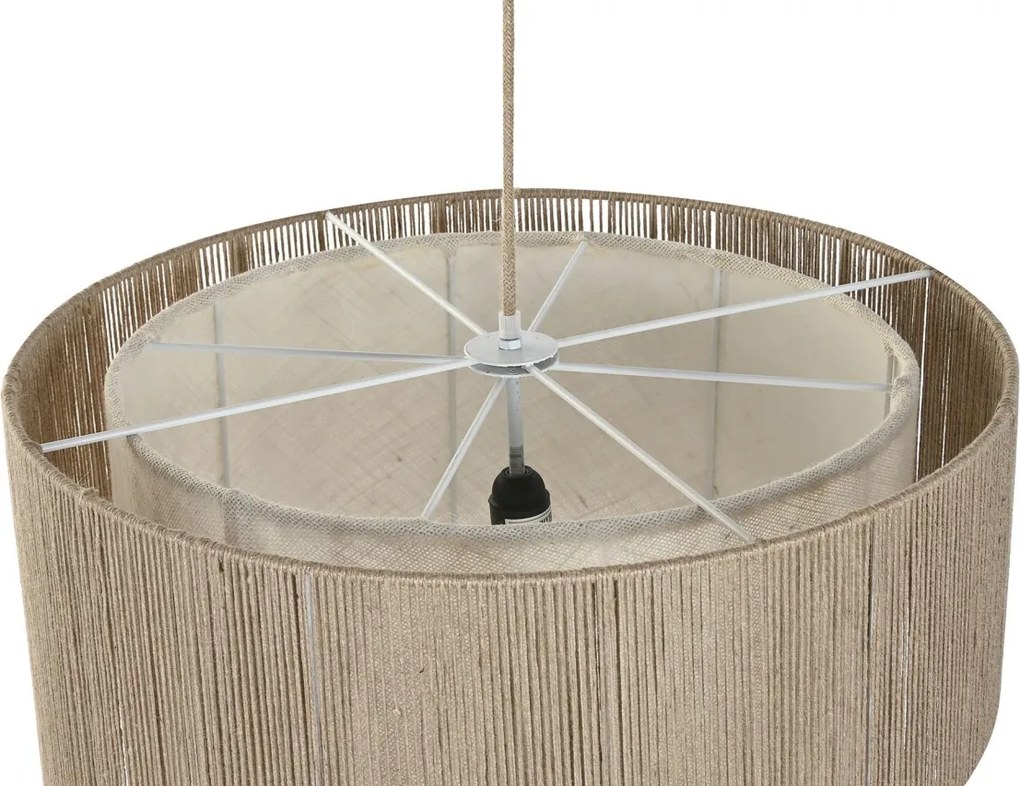 Lustră suspendată din iută împletită și metal, maro, 48 x 60 cm, „Beauvais”