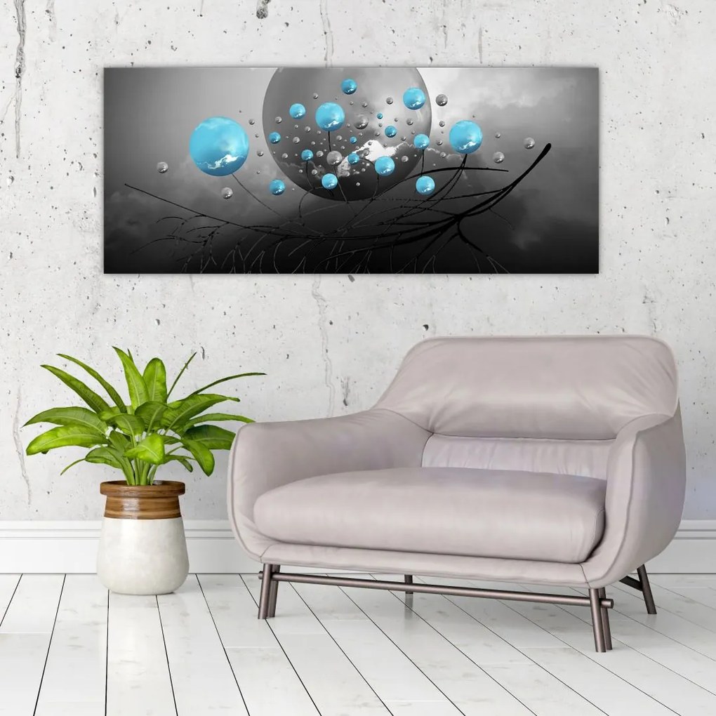 Tabloul - bile abstracte albastru deschis (120x50 cm)