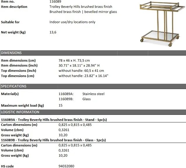 Gheridon/ Masuta laterala eleganta Beverly Hills, alama periata 116089 HZ