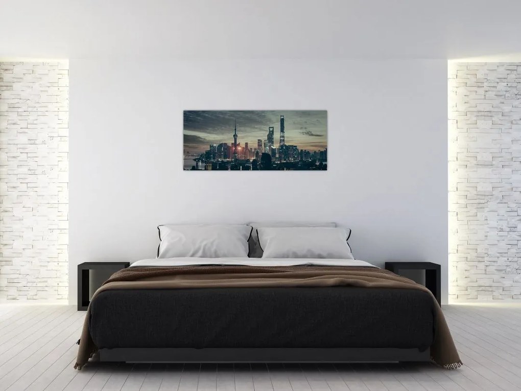 Tablou cu orașul în amurg (120x50 cm)