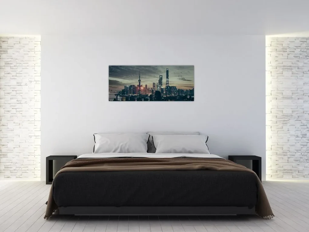 Tablou cu orașul în amurg (120x50 cm)