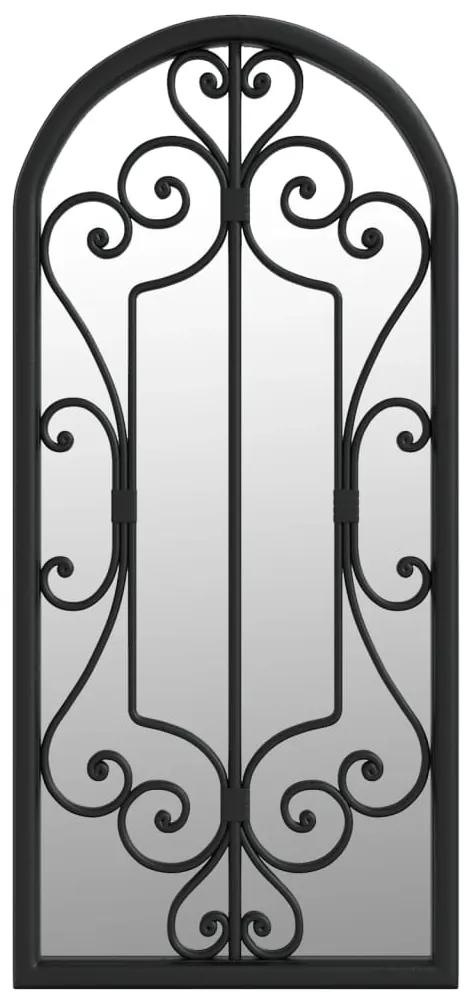 Oglinda de gradina, negru, 100x45 cm, fier, uz exterior 1, Negru, 100 x 45 cm