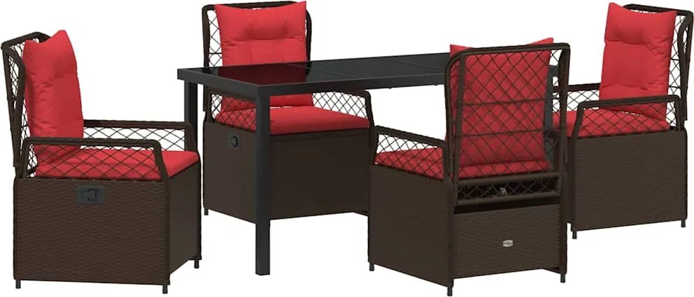 vidaXL Set de masă pentru grădină 5 pcs Maro poliratan