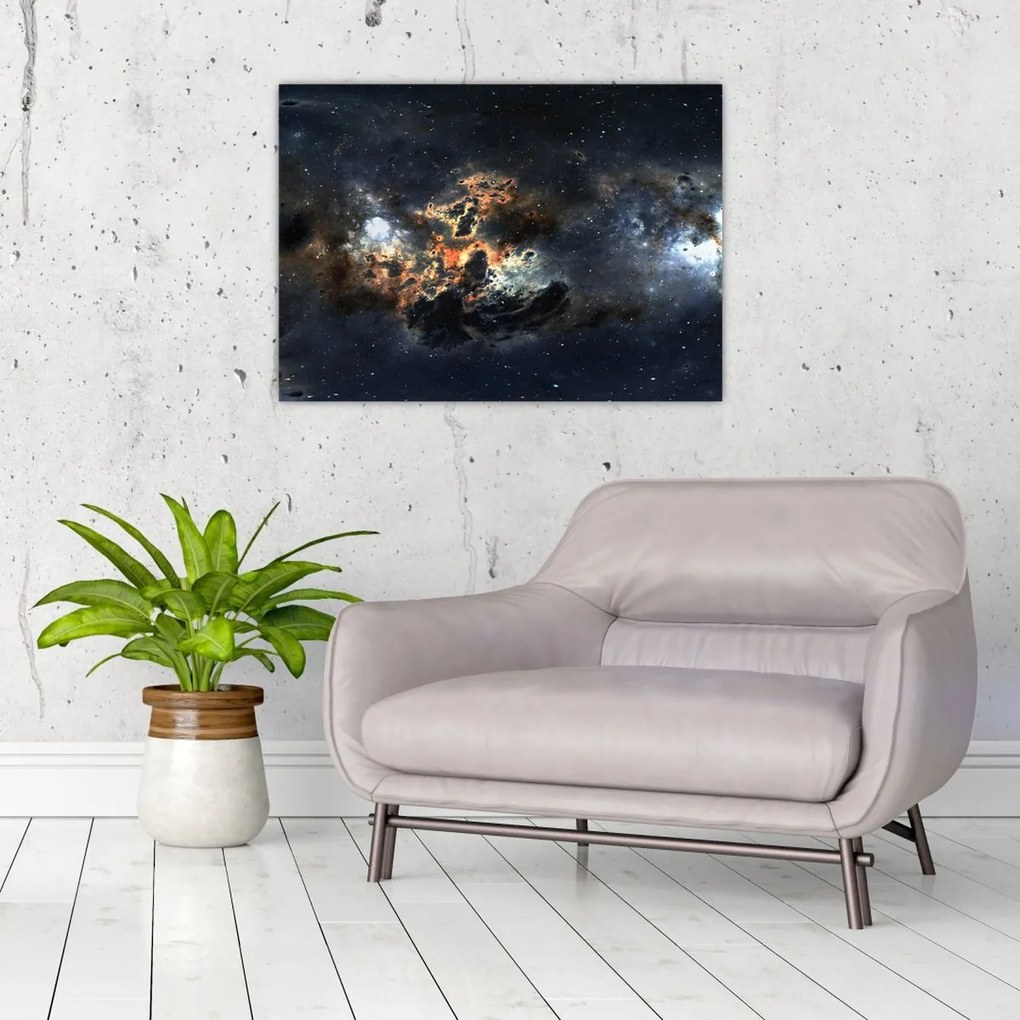 Tablou pe sticlă - Universul cu Nebula (70x50 cm)