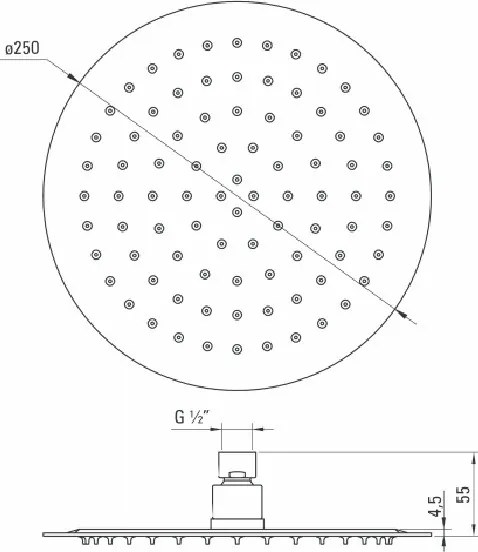 Floks dispersor fix - rotund crom anticalcar 25 cm diametru NAC_000K