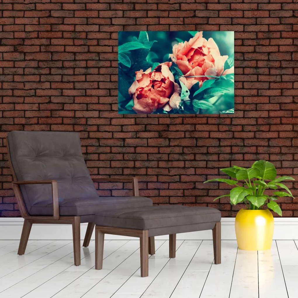 Tablou pe sticlă - Flori de primăvară (70x50 cm)