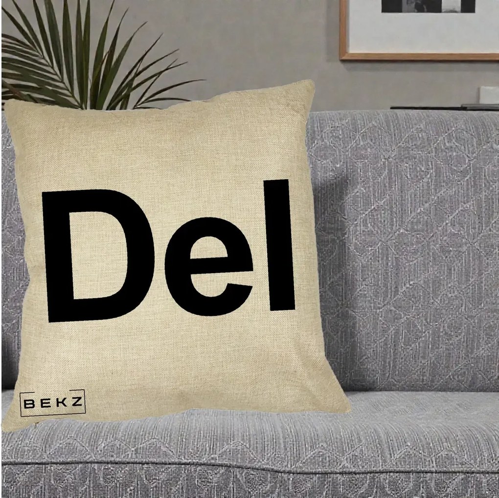 Perna Personalizata Tasta Del Tipografie Bold, 40x40 cm, Crem, Husa Detasabila, Perna Inclusa, BEKZ®