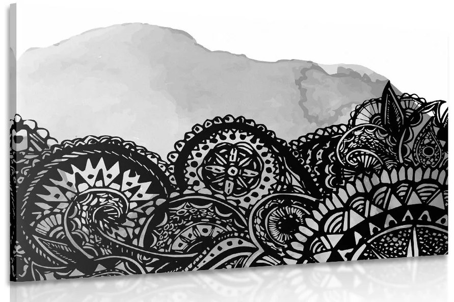 Tablou Mandala în design alb-negru