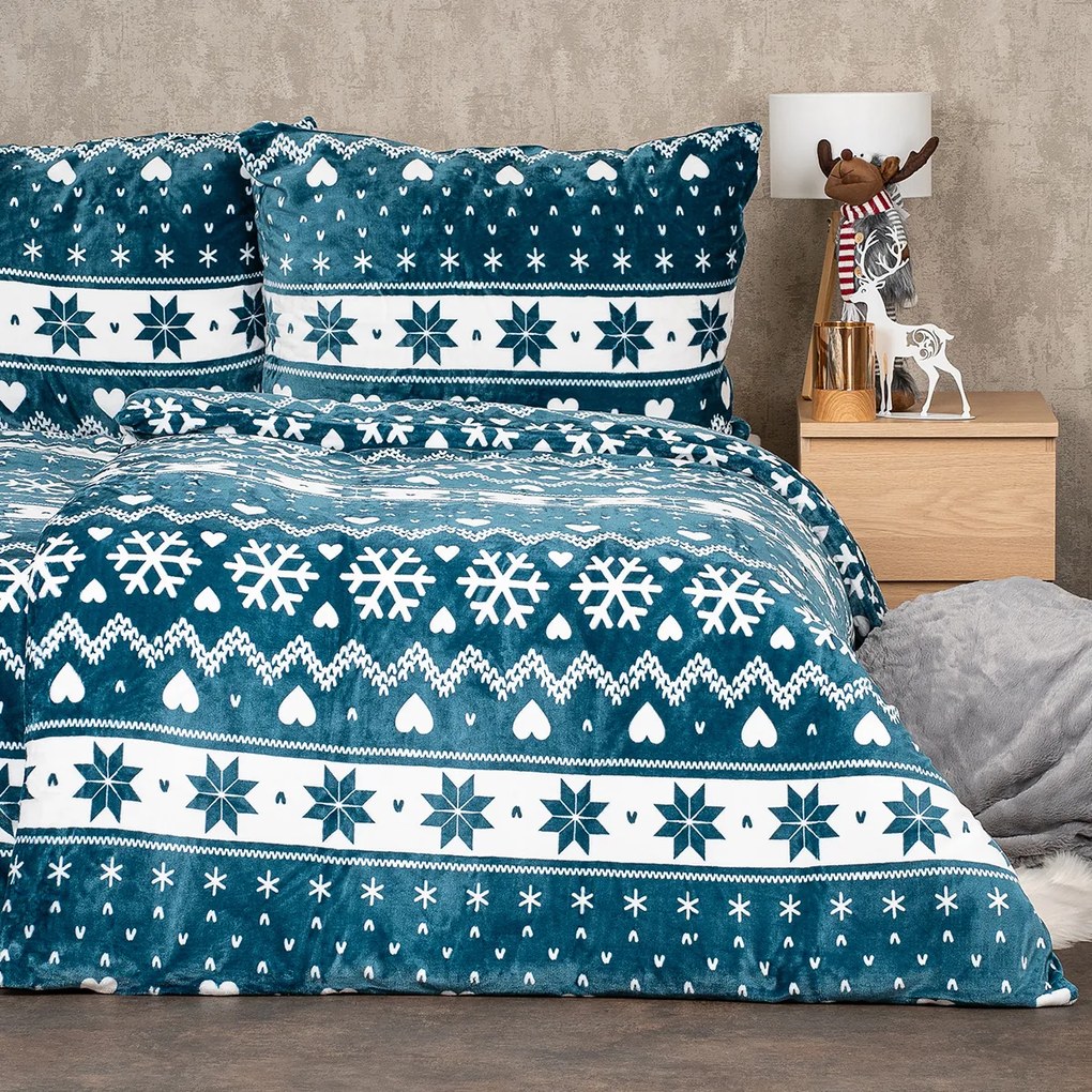 Lenjerie de pat din microflanel 4Home Nordic love, 140 x 220 cm, 70 x 90 cm