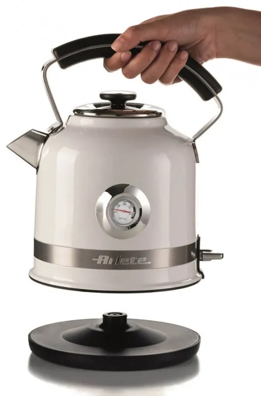 Cana electrica Ariete MODERNA 2854/01, 2000W, 1.7 L, Termometru, 360° rotativa, Filtru detasabil, Alb