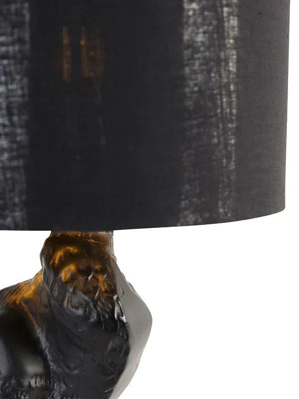 Lampă de podea vintage neagră cu abajur negru - Pasăre macara