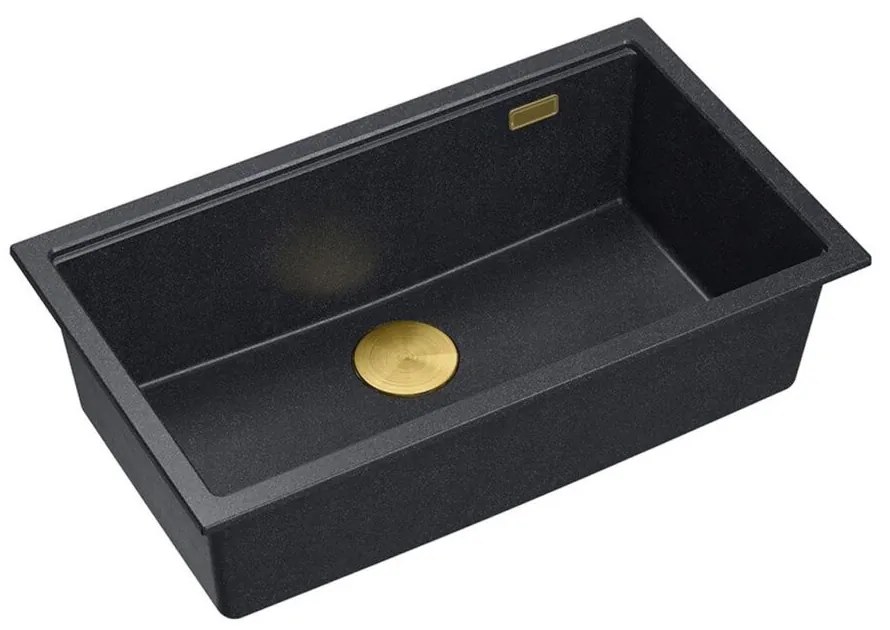 Chiuveta compozit incastrata Quadron Logan 110 negru diamant - auriu 76x44 cm