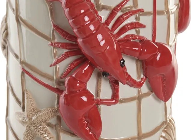 Vază decorativă mediteraneană crem și roșu din ceramică „Maloka”