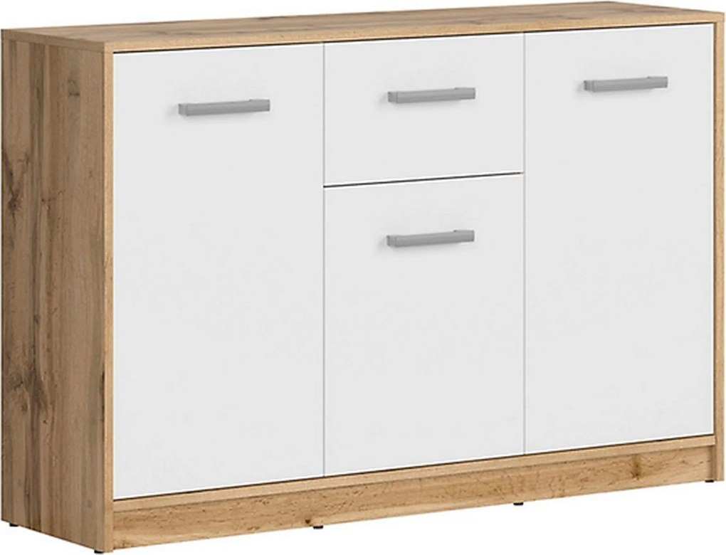 Comoda Matos, stejar wotan/alb, PAL, 119x34x79 cm