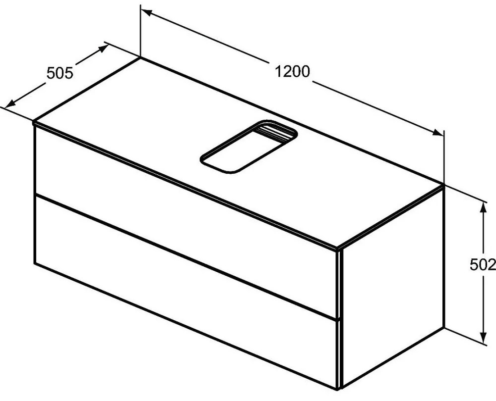 Dulap baie suspendat Ideal Standard Adapto pentru lavoar, 120 cm, maro deschis, blat cu decupaj Maro deschis mat