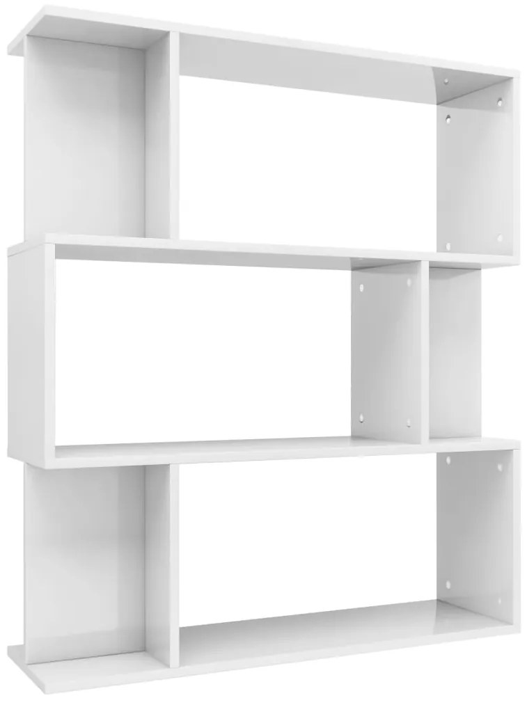 800087 vidaXL Bibliotecă/Separator cameră, alb extralucios, 80x24x96 cm, PAL