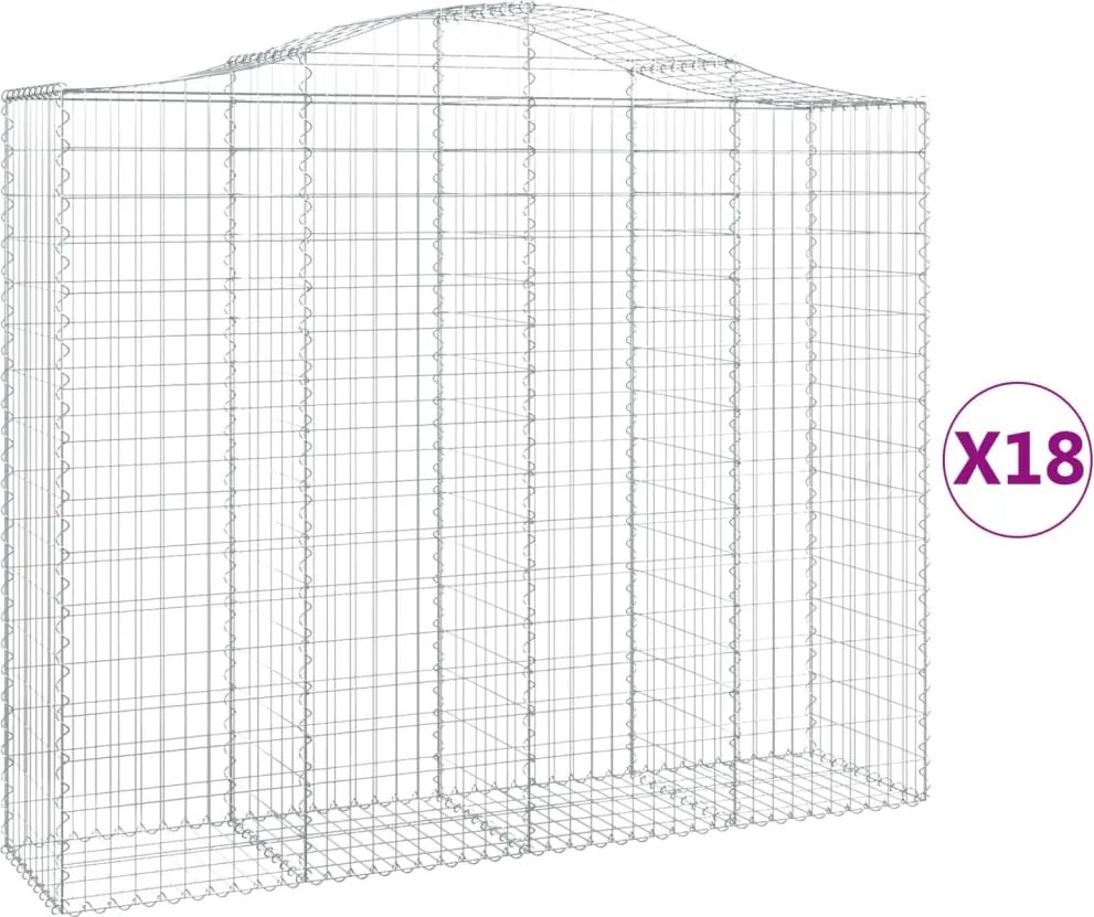 vidaXL Coș gabion arcuit, 18 buc, 200x50x160/180 cm, fier galvanizat