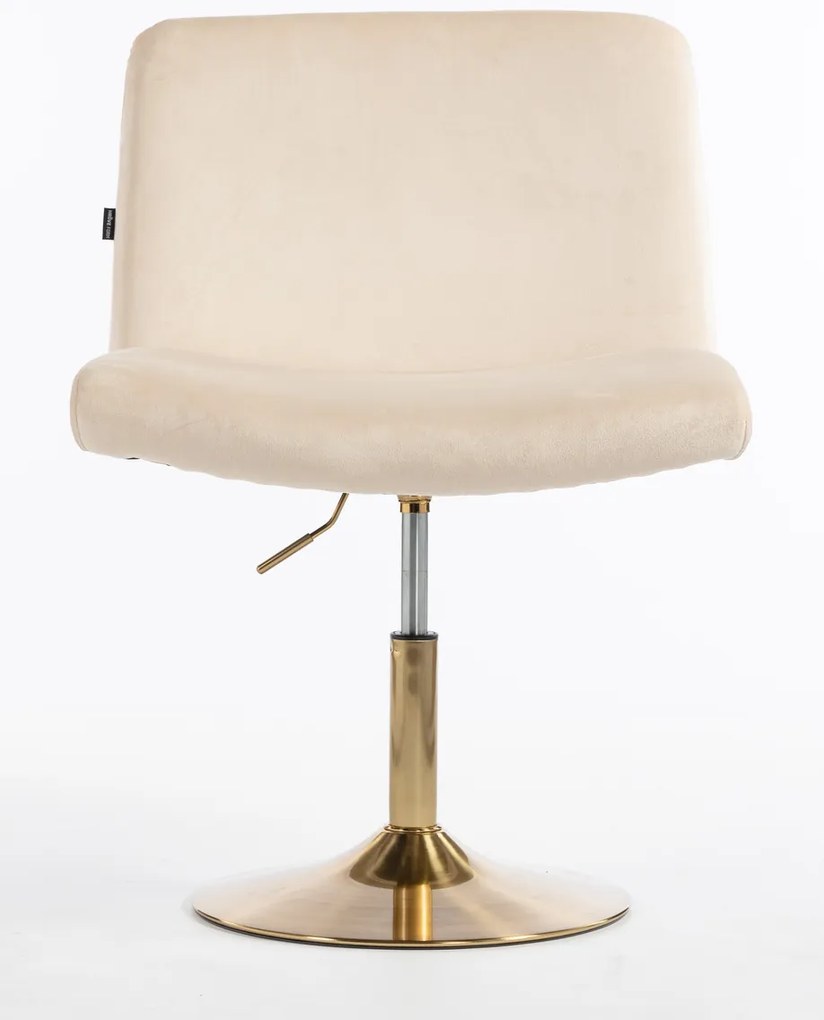 HR150N Scaun Crem din Catifea cu Bază Aurie