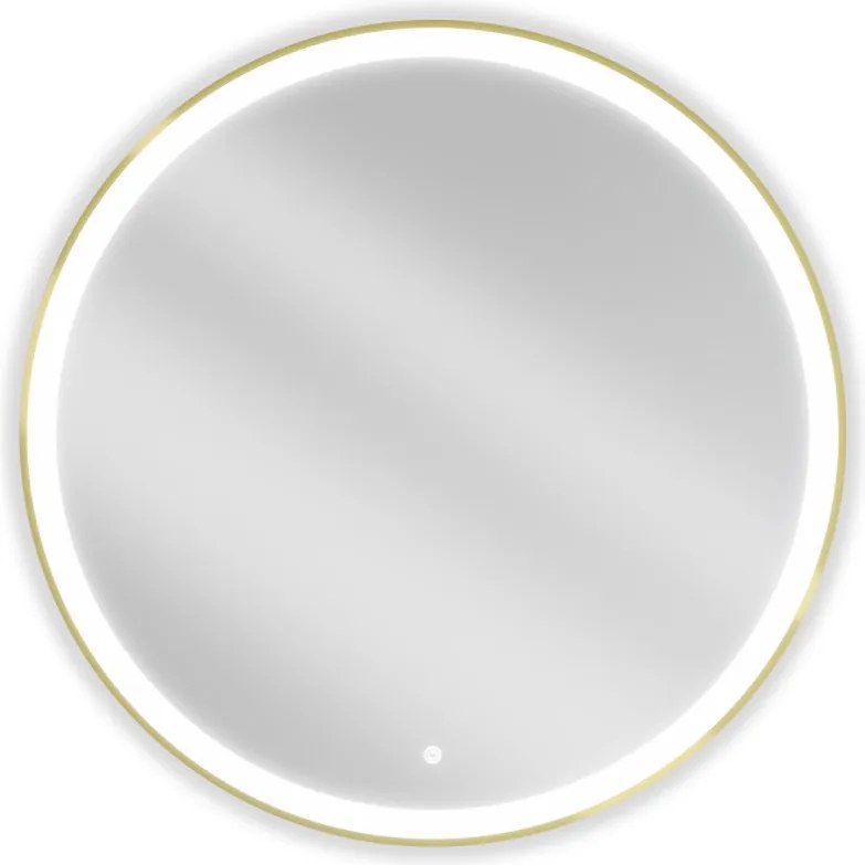 Mexen Esso oglindă de baie iluminată, rotundă 90 cm, LED 6000K, anti-aburire, ramă aurie - 9825-090-090-611-50