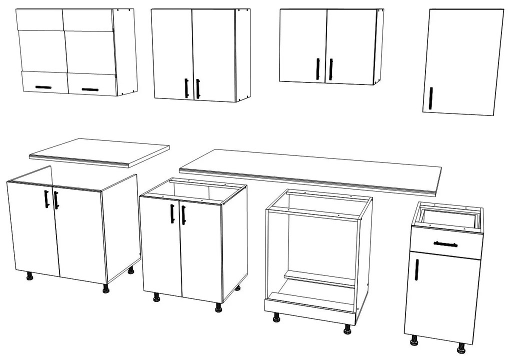 Set haaus V15, Gri Lucios/Alb, MDF, Blat Thermo 28 mm, L 240 cm