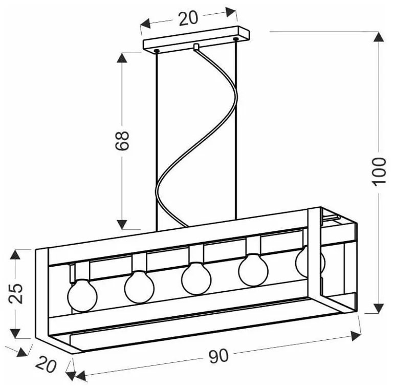 Lustră neagră 20x90 cm Varna – Candellux Lighting