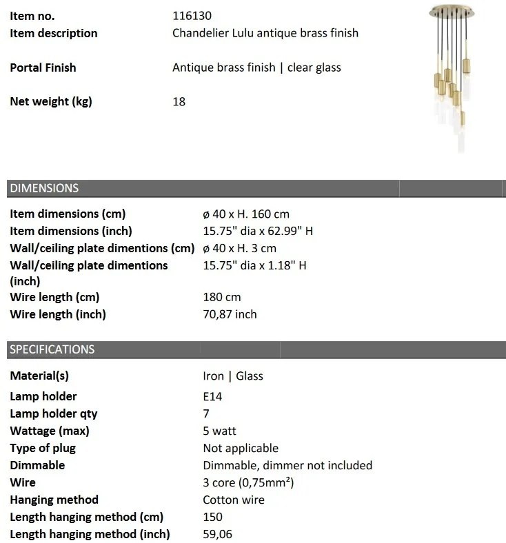 Lustra moderna design LUX cu 7 pendule Lulu