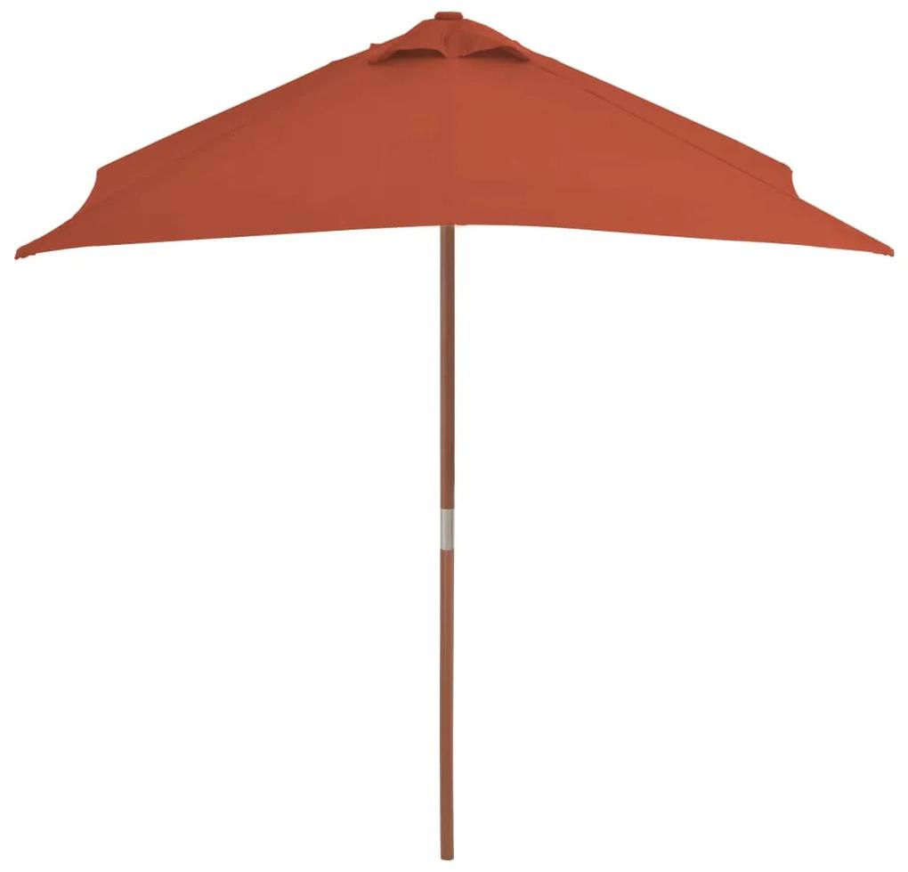 Umbrela de soare de exterior, stalp lemn, 150x200 cm, teracota Terracota