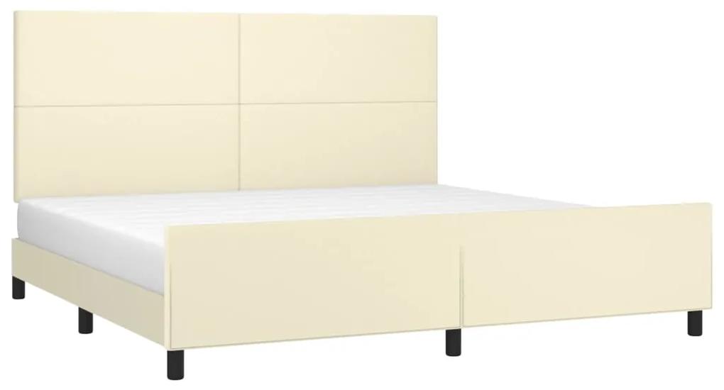 Cadru de pat cu tablie, crem, 200x200 cm, piele ecologica Crem, 200 x 200 cm, Design simplu