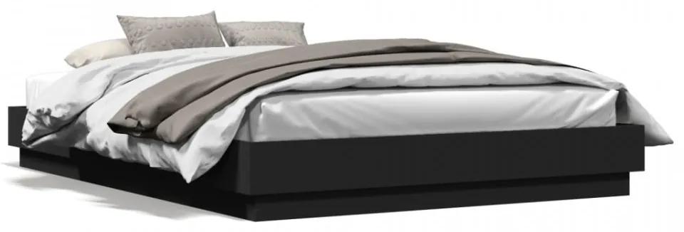 Cadru de pat cu lumini LED, negru, 160x200 cm