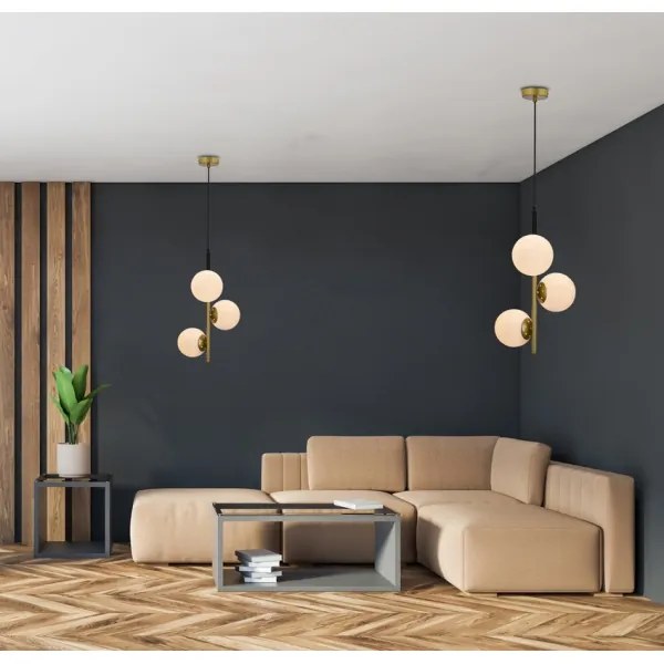 Lustră pe cablu DUO 3xE14/40W/230V aurie/neagră