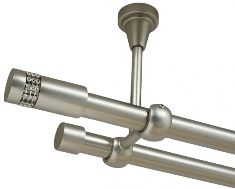 Galerie dubla xantos fara inele prindere tavan 19/19 mm crom mat (Alege marime: 240 cm)