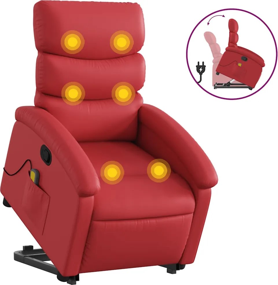 vidaXL Fotoliu de masaj rabatabil vertical, roșu, piele ecologică