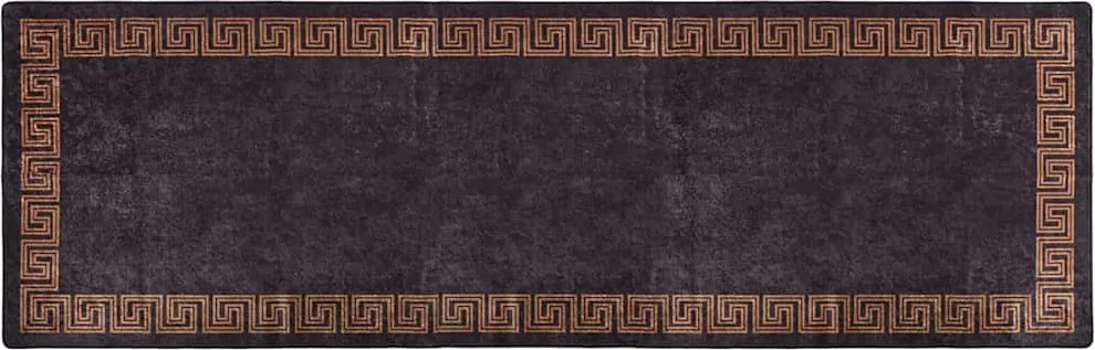 vidaXL Covor lavabil, negru și auriu, 80x300 cm