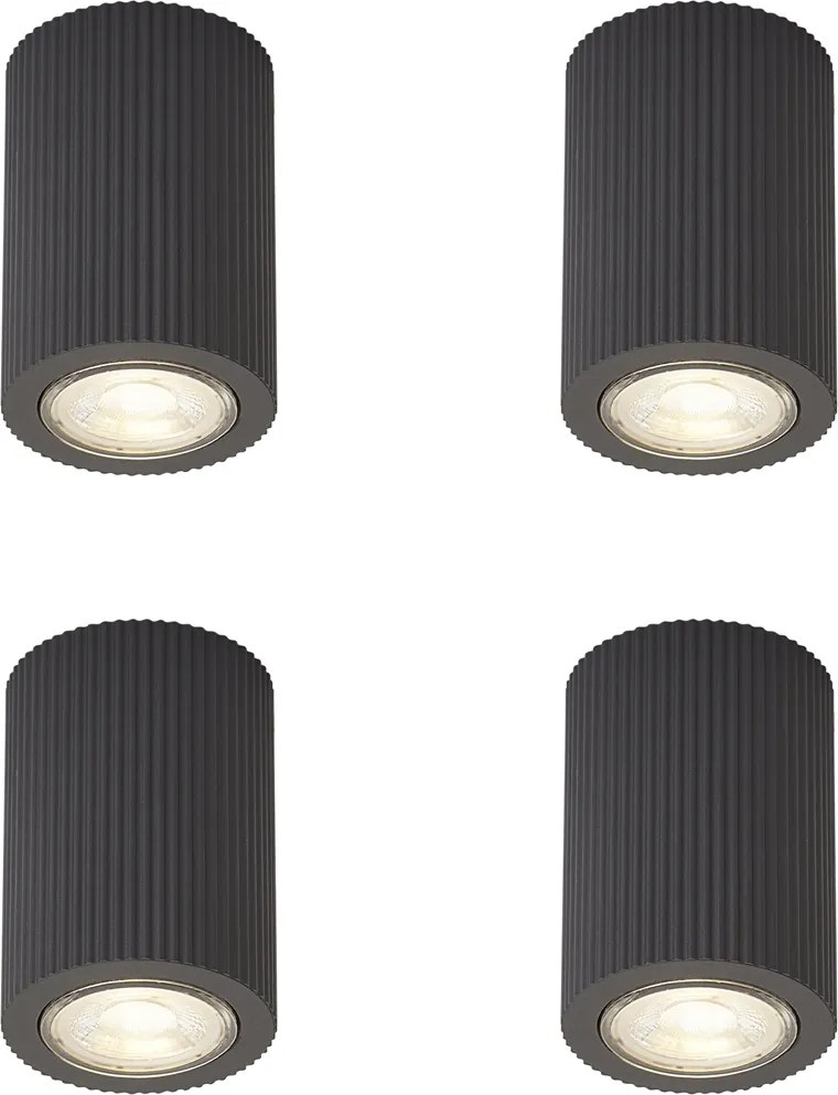 Set de 4 spoturi moderne negre pentru tavan - Sprawl