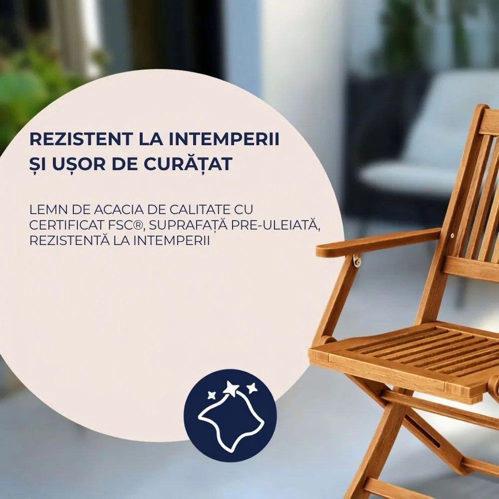 Set de mobilier SYDNEY, 3 piese, lemn natural Casaria