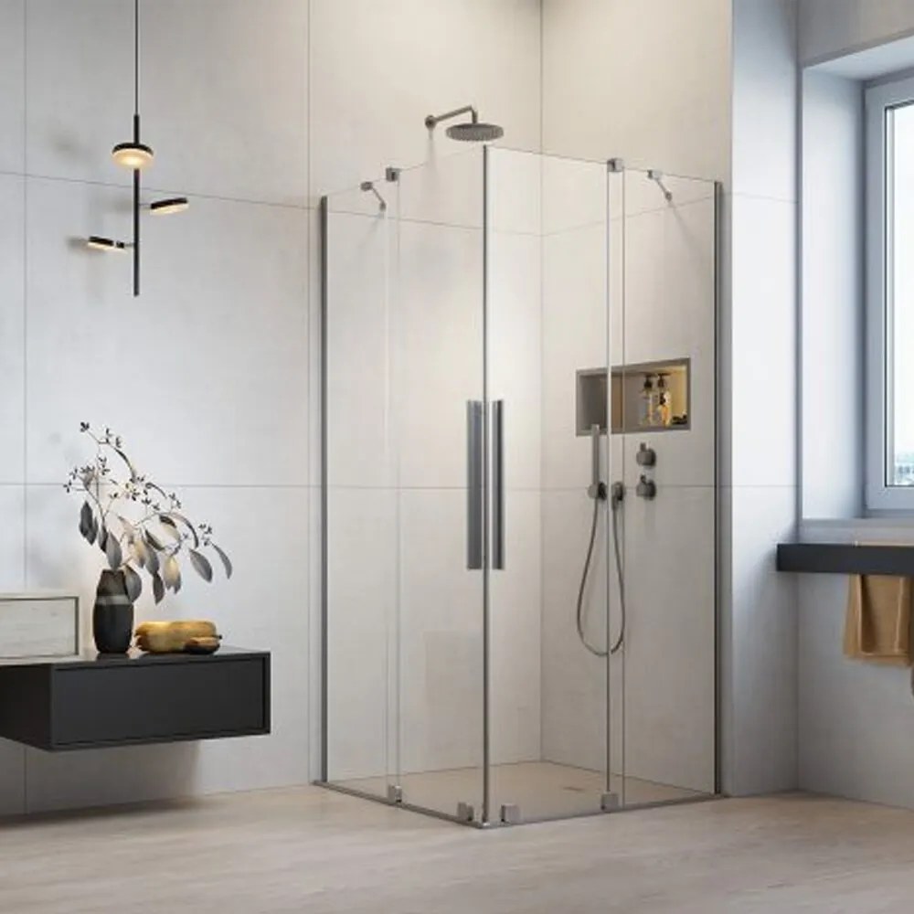 Cabina de dus patrata usi culisante Radaway Furo KDD 90x90 cm profil auriu periat
