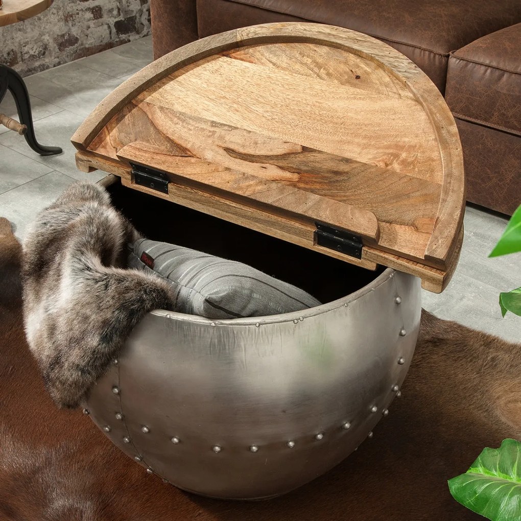 Masuta design industrial cu spatiu de stocare Drump Storage, natur A-38949 VC