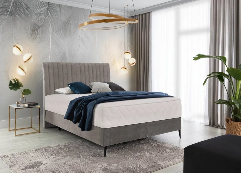 Pat tapitat, boxspring, 180x200 cm, Blanca 2, Eltap (Culoare: Gri)