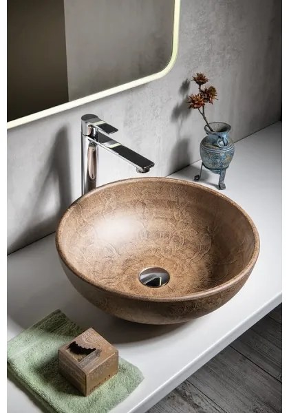 Sapho - Lavoar pentru blat PRIORI Ø 41 cm, ceramică/maro