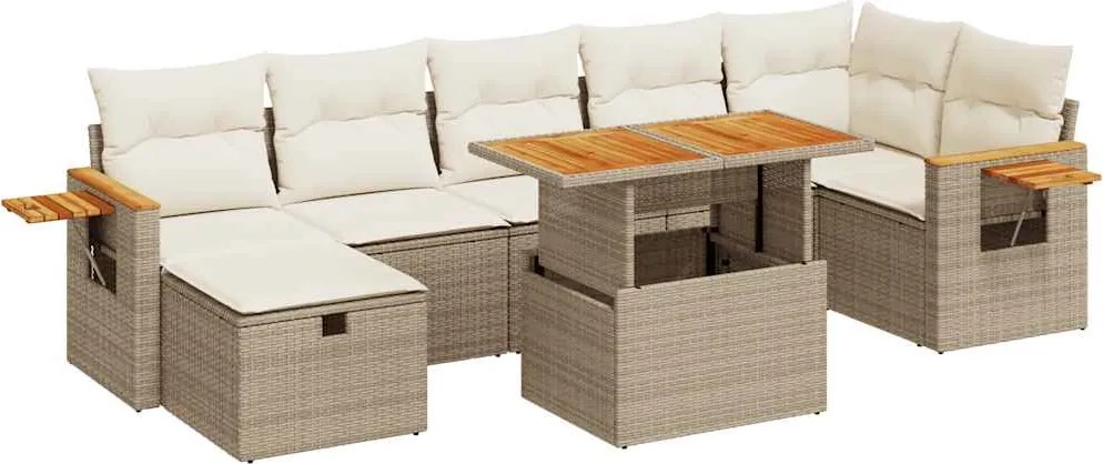 vidaXL Set canapele de grădină cu perne, 5 piese, bej, poliratan